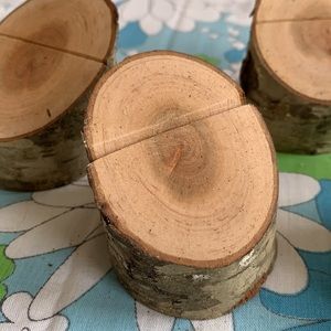 Set of 14 wood-carved sign stands